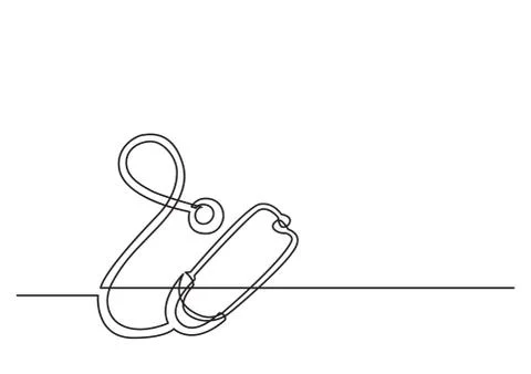 One line logo design of stethoscope 库存插图