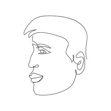 One line man drawing face. Stock Illustration