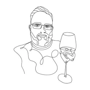 One line man portrait, vector stock illustration Stock Illustration