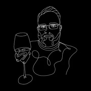 One line man portrait, vector stock illustration Stock Illustration