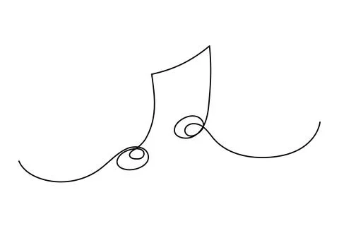 One line musical notes sketch. Outline continuous vector illustration. Stock Illustration