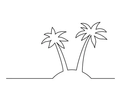 One line palm Stock Illustration