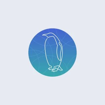 One line penguin logo Stock Illustration
