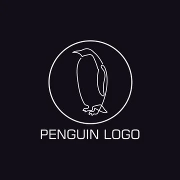 One line penguin logo Stock Illustration