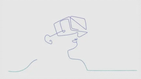 One line Portrait vr glasses 2d Animation Stock Footage 149113003