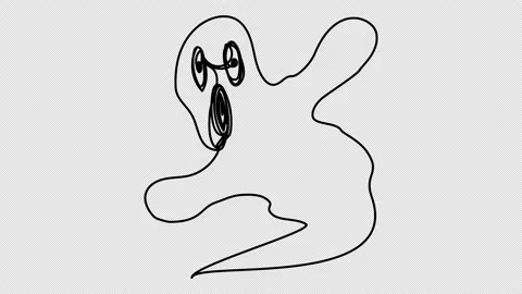 One line screaming ghost animation Stock Footage 162390312