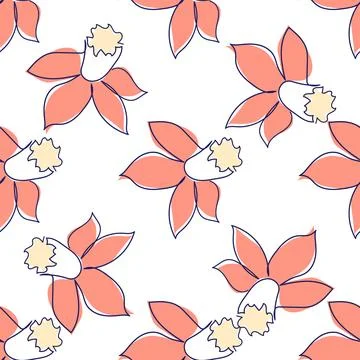 One line seamless modern pattern. flowers modern simplicity vector illustrati Stockillustratie