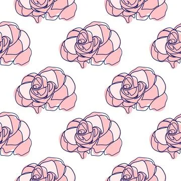 One line seamless modern pattern. flowers modern simplicity vector illustrati 스톡 일러스트