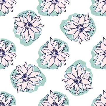 One line seamless modern pattern. flowers modern simplicity vector illustrati Stock Illustration