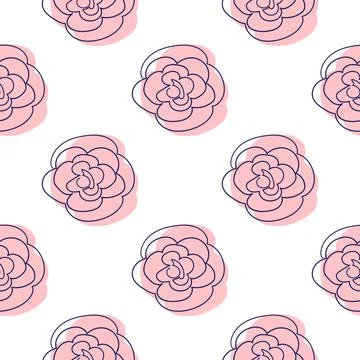 One line seamless modern pattern. flowers modern simplicity vector illustrati 스톡 일러스트