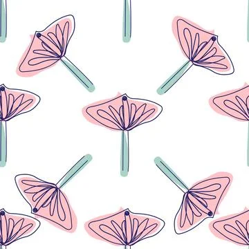 One line seamless modern pattern. flowers modern simplicity vector illustrati Stockillustratie