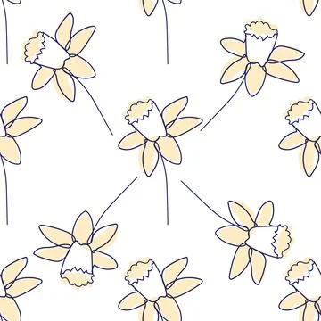 One line seamless modern pattern. flowers modern simplicity vector illustrati Stock Illustration