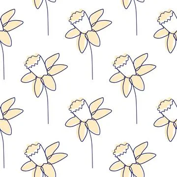 One line seamless modern pattern. flowers modern simplicity vector illustrati イラスト素材
