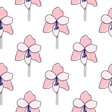 One line seamless modern pattern. flowers modern simplicity vector illustrati Stock Illustration