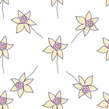 One line seamless modern pattern. flowers modern simplicity vector illustrati イラスト素材
