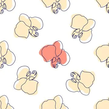 One line seamless modern pattern. flowers modern simplicity vector illustrati 스톡 일러스트