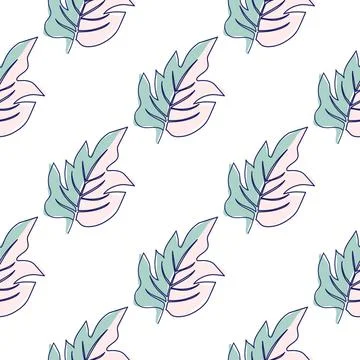 One line seamless modern pattern. flowers modern simplicity vector illustrati Stock Illustration