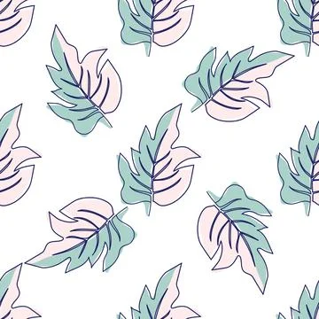 One line seamless modern pattern. flowers modern simplicity vector illustrati Stock Illustration