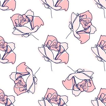 One line seamless modern pattern. flowers modern simplicity vector illustrati Stockillustratie