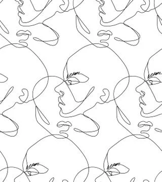 One line seamless pattern. Continuous line drawing background. Stock-Illustration