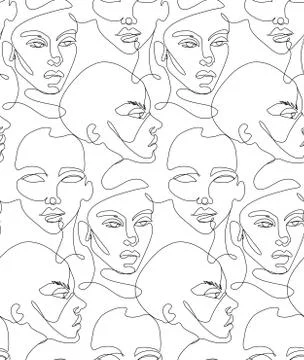 One line seamless pattern. Continuous line drawing background. Illustrazione stock