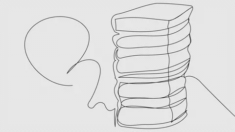 One line self-drawing of a stack of books Stock Footage 161100581