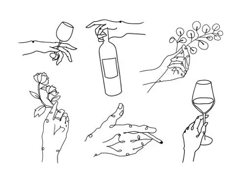 One line set of arm and hand. Soft vector illustration Stock Illustration