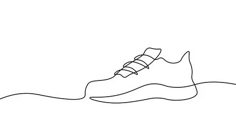 One line sneaker model. Digital symbol cryptocurrency game sten. Walking to earn Stock-Illustration