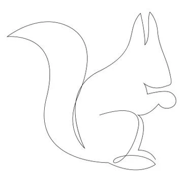 One line squirrel drawing. Squirrel in minimal line style vector illustration Stock Illustration