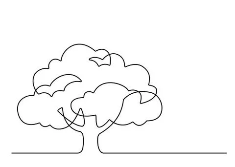 One line tree 2 Stock Illustration