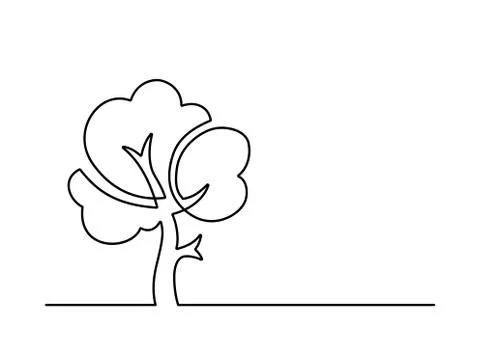 One line tree 3 Stock Illustration