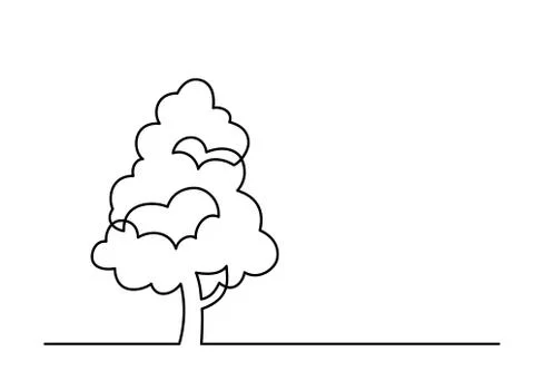 One line tree 5 Stock Illustration