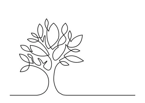 One line tree Stock Illustration