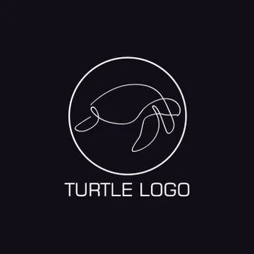 One line turtle logo Stock Illustration