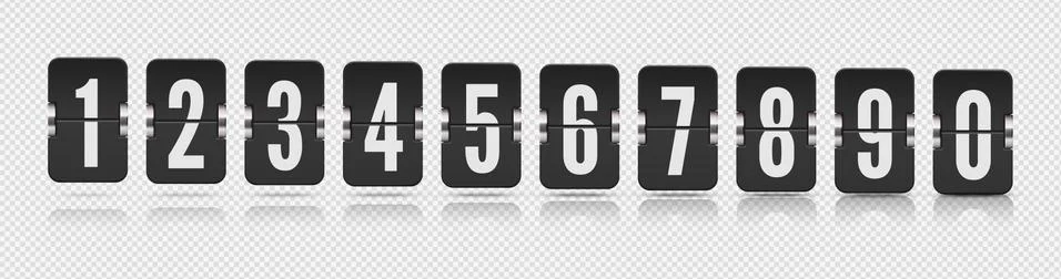 One line vector scoreboard numbers with reflections floating on different Stock Illustration
