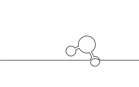 One line water molecule structure concept. Continuous line science research イラスト素材