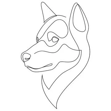 One line wolf design silhouette. Hand drawn minimalism style vector illustration Stock Illustration