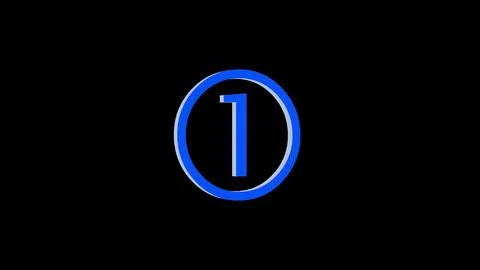 One logo icon loopable blue color on black background Stock Illustration