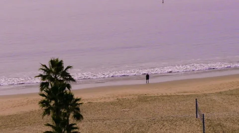 One lonely man at the waters edge Stock Footage 54565814