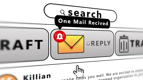 One mail received and clicking on reply option animation Stock Footage 253556450