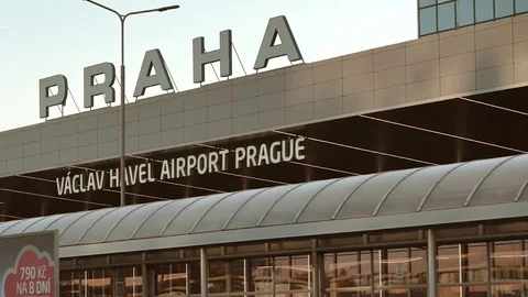 One of main terminal at the Vaclav Havel international airport in Prague Stock Footage 85234853