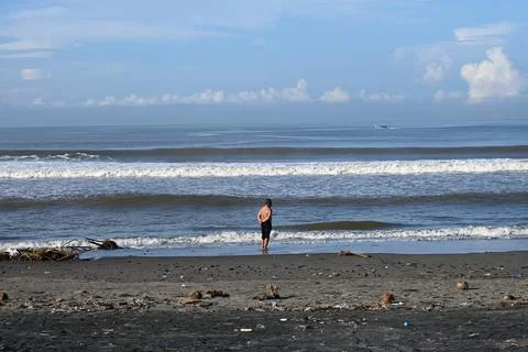 One man on the beach Stock Photos
