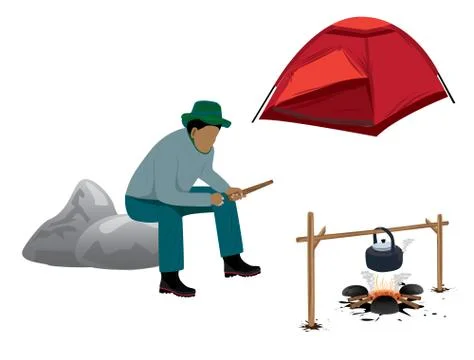 One man with camp vector design Stock Illustration