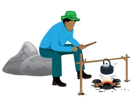 One man with camp vector design Stock Illustration