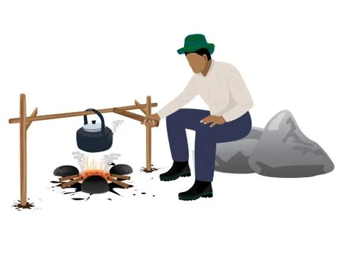 One man with camp vector design Stock Illustration