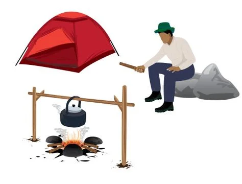 One man with camp vector design Stock Illustration