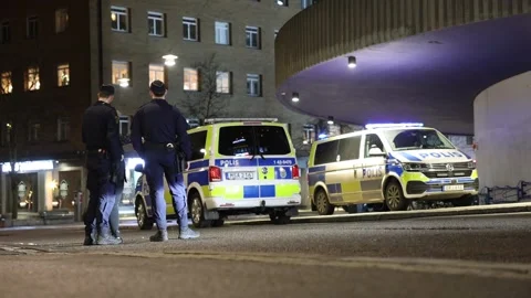 One man dead in shooting at a car park, Norrköping, Sweden Stock Footage 296049255
