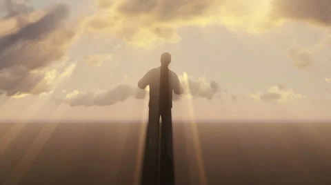 One man front of the sun Stock Footage 33958400