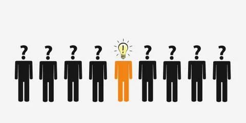 One man in a team with good idea light bulb pictogram Stock-Illustration