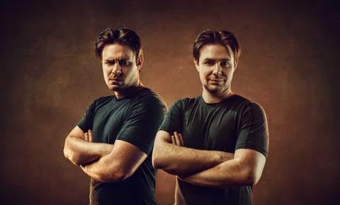 One man with two emotions Stock Photos
